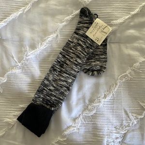 Black and white knee high boot socks